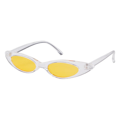 Clear frame cat eye sunglasses with bright yellow lenses, suitable for fashion wear and sun protection. - Image 11
