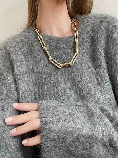 Suéter de Alpaca Tejido Suelto para Otoño e Invierno - Image 15