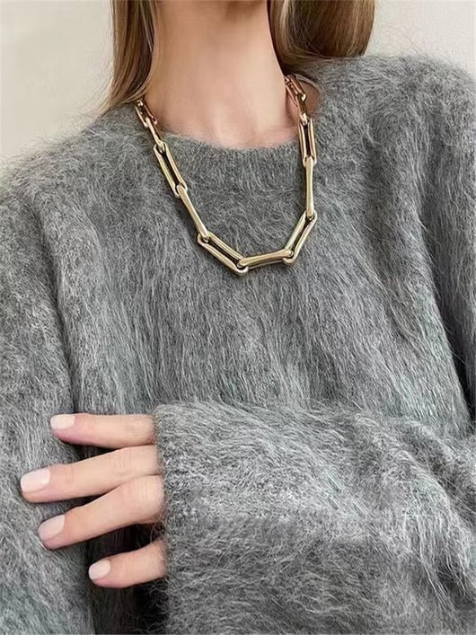 Suéter de Alpaca Tejido Suelto para Otoño e Invierno - Image 15