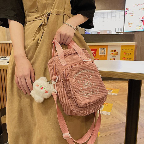 Bolso de Hombro Corduroy Soft Girl - Diseño Adorable y Funcional