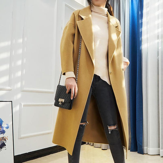Abrigo de Lana Reversible con Efecto Agua - Elegancia Casual para Otoño e Invierno