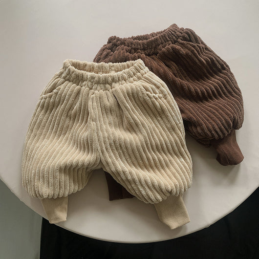 Pantalones Invierno Niños y Niñas Coreanos Acolchados a Rayas