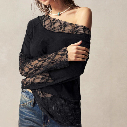 Blusa Elegante de Manga Larga con Escote Diagonal - Image 6