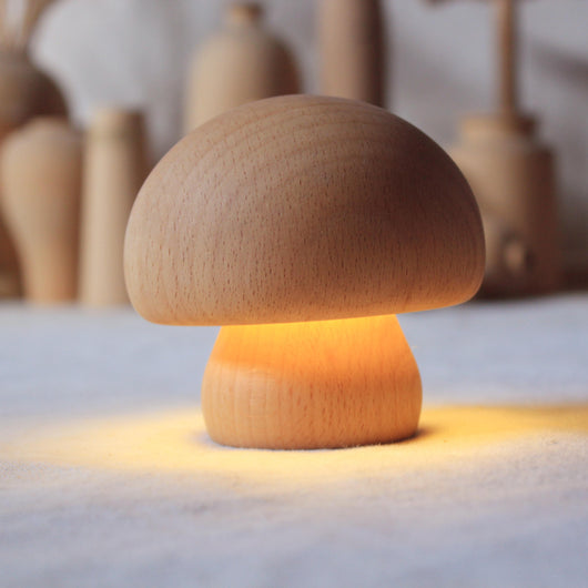 Lámpara Nocturna Recargable en Forma de Seta de Madera Maciza - Image 5