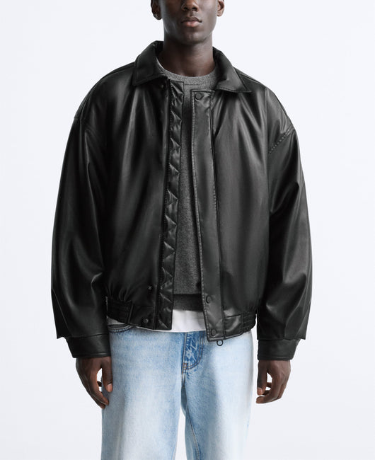 Chaqueta de Cuero Sintético con Solapas y Algodón para Hombre - Image 14
