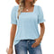 Blusa Suelta Cuello U con Mangas de Pétalos