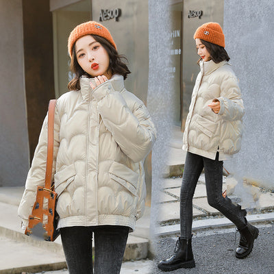 Abrigo Acolchado Coreano Oversized con Cuello Alto para Mujer - Image 11