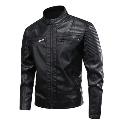 Chaqueta de Cuero para Hombre Slim Fit con Cuello de Pie - Abrigo Biker Premium - Image 9