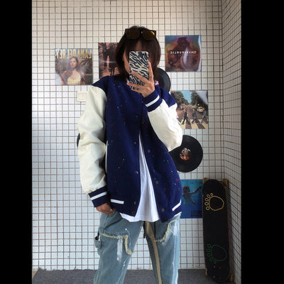 Chaqueta de Béisbol Hombre con Mangas Estampadas Efecto Tinta - Image 9