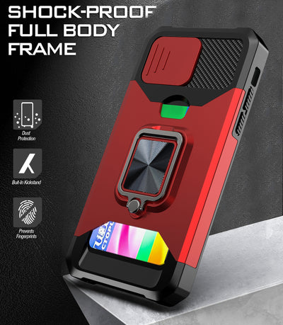 Funda Protectora con Soporte Magnético y Anillo para Tarjeta