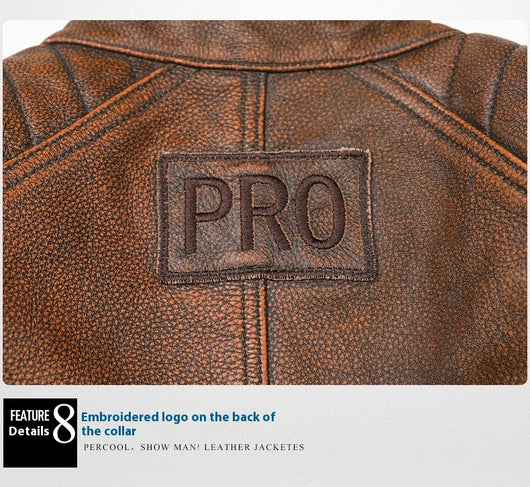 Chaqueta de Cuero Vintage Desgastada para Hombre - Image 12