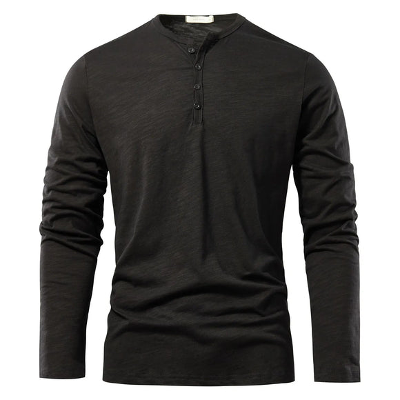 Camisa Casual de Algodón Manga Larga para Hombre
