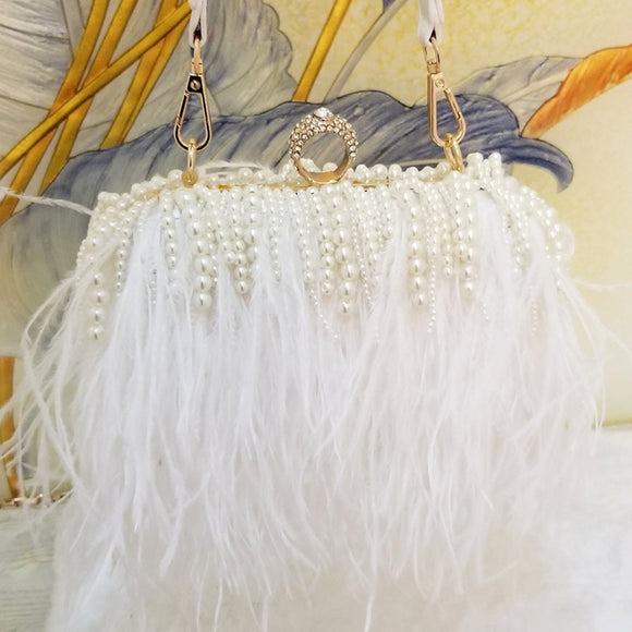 Bolso de Noche Estilo Occidental con Plumas y Borlas - Clutch Elegante para Eventos