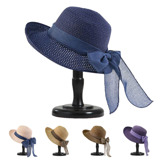 Sombrero de Playa Plegable con Moño para Mujer