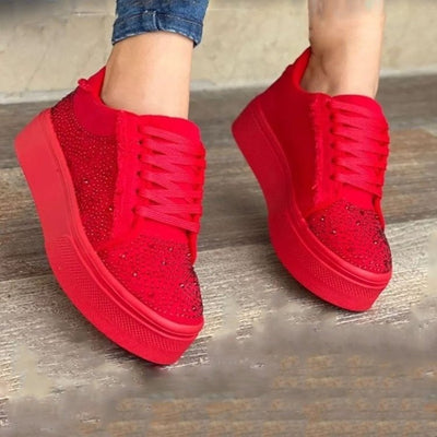 Zapatos Deportivos Talla Grande para Mujer con Plataforma Gruesa y Detalles de Cristal - Image 9