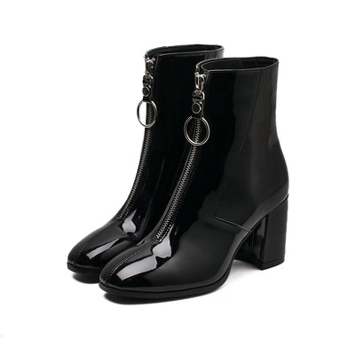 Botines de Tacón Cuadrado Grueso - Tendencia Coreana - Image 12