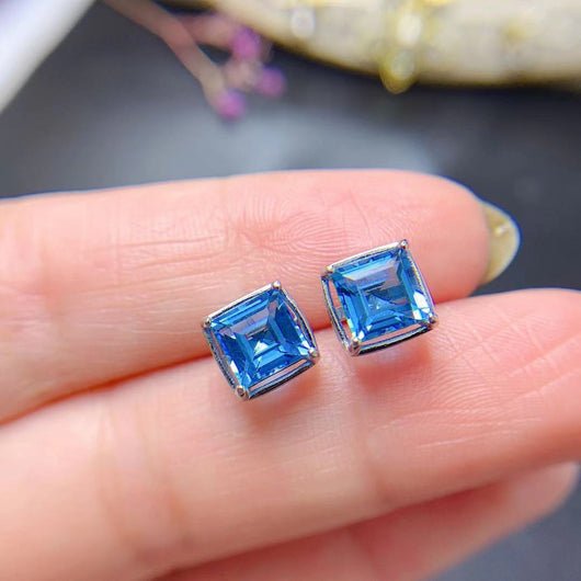 Aretes de Topacio Azul Natural con Plata 925 - Diseño Minimalista Asche - Image 8