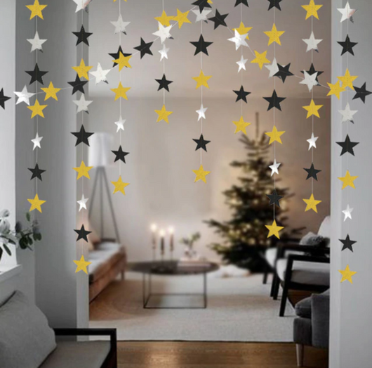 Guirnalda Decorativa de 4 Metros con Estrellas y Flores de Cartulina Perlada para Eventos - Image 9