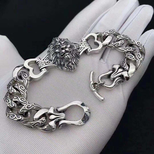 Pulsera de Plata Tailandesa para Hombre con Patrón Agresivo