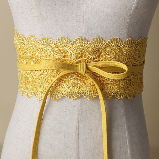 Cinturón de Encaje Ancho Negro para Mujer con Borlas - Decoración Elegante para Vestidos y Blusas - Image 2