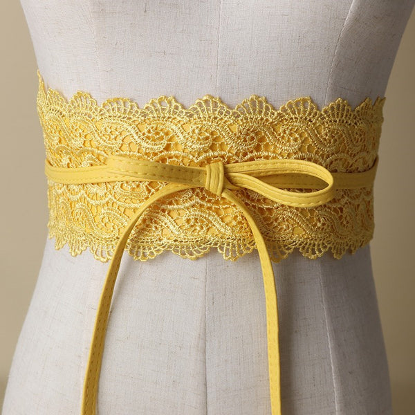 Cinturón de Encaje Ancho Negro para Mujer con Borlas - Decoración Elegante para Vestidos y Blusas