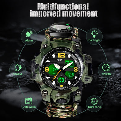 Reloj Deportivo Multifunción con Brújula, Termómetro y Silbato de Emergencia - Image 9