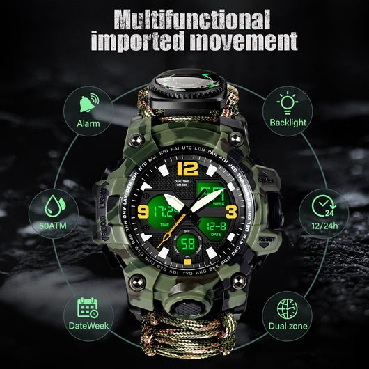 Reloj Deportivo Multifunción con Brújula, Termómetro y Silbato de Emergencia - Image 9