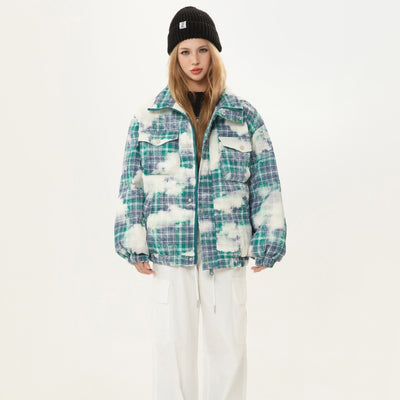 Abrigo de Algodón Cuadros Retro Holgado para Invierno