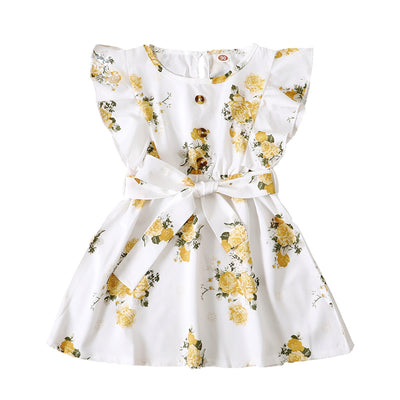 Vestido Infantil Floral con Volantes y Cinturón para Niñas - Image 15