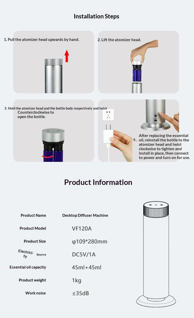 Difusor de Aroma de Escritorio Automático Inteligente Antivuelco - Image 18