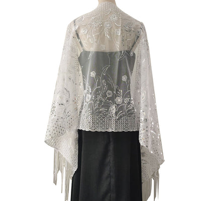 Chal de Gala Elegante con Lentejuelas y Borlas para Novia - Image 14