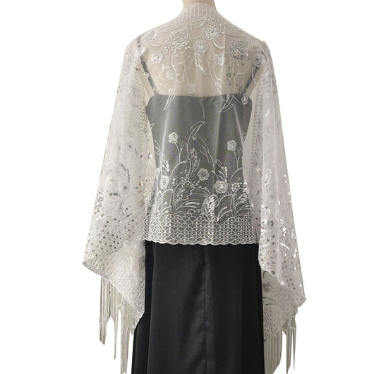 Chal de Gala Elegante con Lentejuelas y Borlas para Novia - Image 14