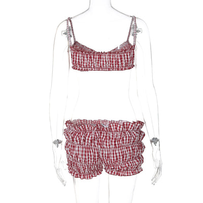 Bikini de Cintura Alta a Cuadros Estilo Europeo para Mujer - Image 25