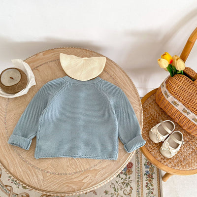 Cardigan Tejido a Mano para Niños con Cuello Redondo y Bolsillos Calados - Image 14