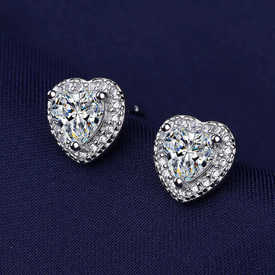 Conjunto de Aretes Corazón con Diamantes de Simulación Premium - Image 3