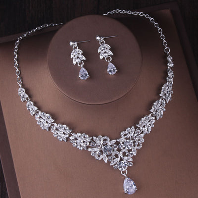 Conjunto de Tiara Corona Nupcial con Collar de Cadena - Image 2