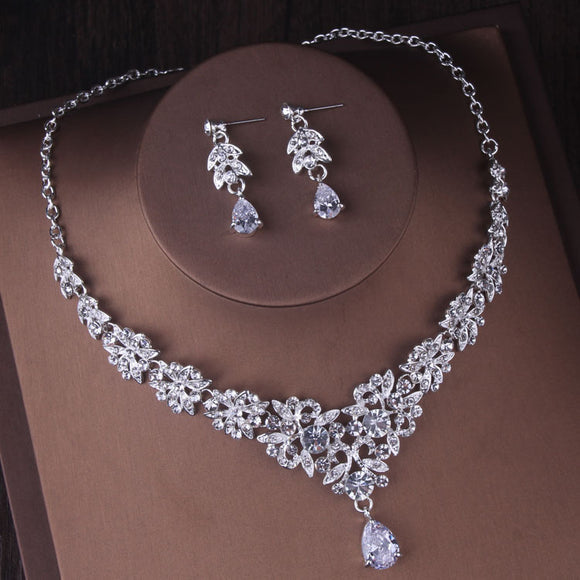 Conjunto de Tiara Corona Nupcial con Collar de Cadena