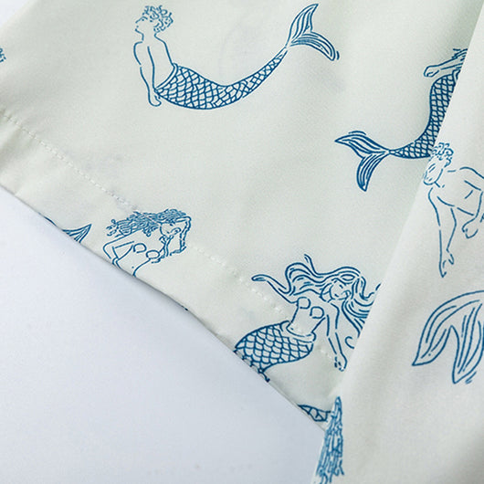 Camisa Estampado Sirena Manga Corta Suelta para Hombre - Image 4