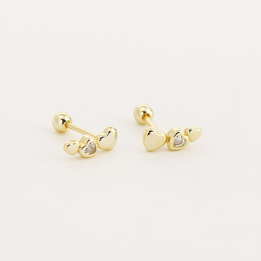 Aretes de Plata S925 Corazón Pequeño con Cierre de Rosca para Mujer - Image 7
