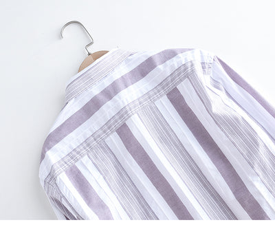 Camisa Casual de Manga Larga con Rayas Japonesas para Hombre - Image 11