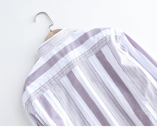 Camisa Casual de Manga Larga con Rayas Japonesas para Hombre - Image 11