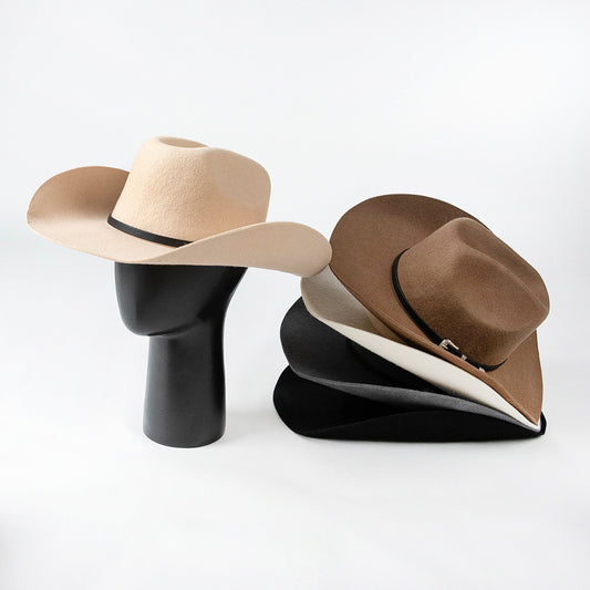 Sombrero Vaquero de Ala Ancha con Hebilla y Lana Pura