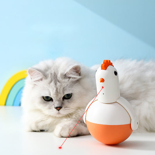 Juguete Interactivo para Gatos con Láser, Sonido y Forma de Pollo