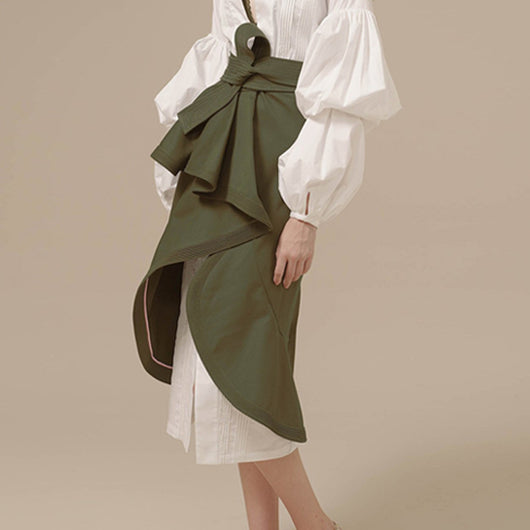 Vestido Camisero con Falda Irregular y Cintura Alta - Image 10