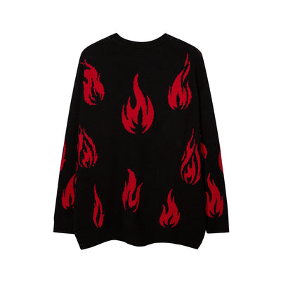 Suéter Suelto Hip Hop Street Flame con Jacquard - Image 13