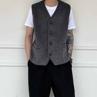 Chaleco Sofisticado Monócroma de Lana Estilo Francés para Hombre - Image 15