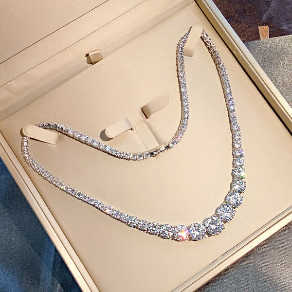 Collar de Plata 925 con Moissanita en Línea Completa para Mujer
