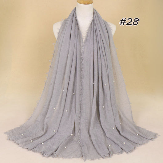 Bufanda de Algodón y Lino Arrugada Monocromática - Image 31