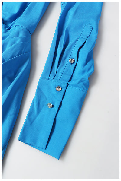 Vestido Camisero Asimétrico con Pliegues y Corte Slim - Image 17