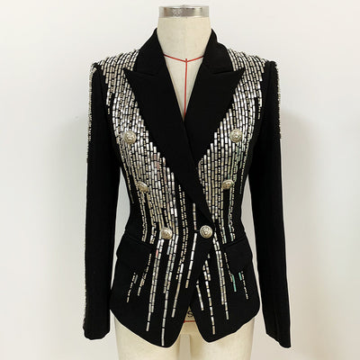 Traje Slim Fit Doble Botonadura con Hebilla de Cabeza de León en Plata - Image 8